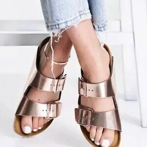 Rose Gold (Metallic Copper) Arizona Soft Birkenstock Footbed Sandals Size 36